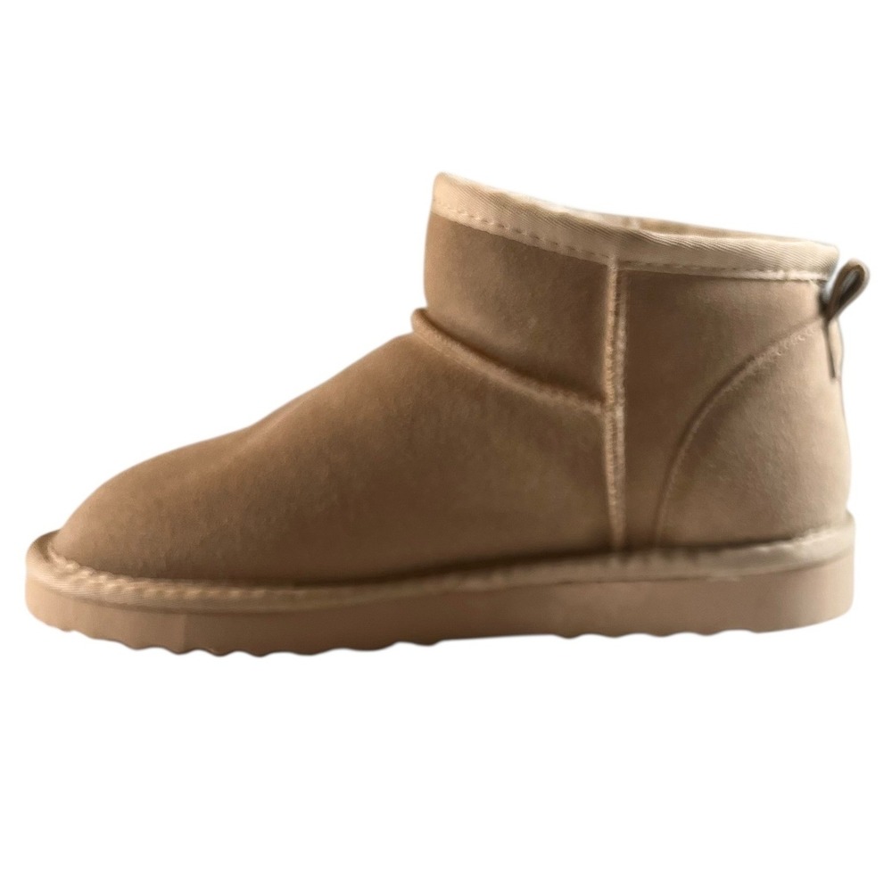 Meik‎ Mangni Trendy Ankle Boots Suede Winter Faux Fur Beige US Size 7 Cozy Warm